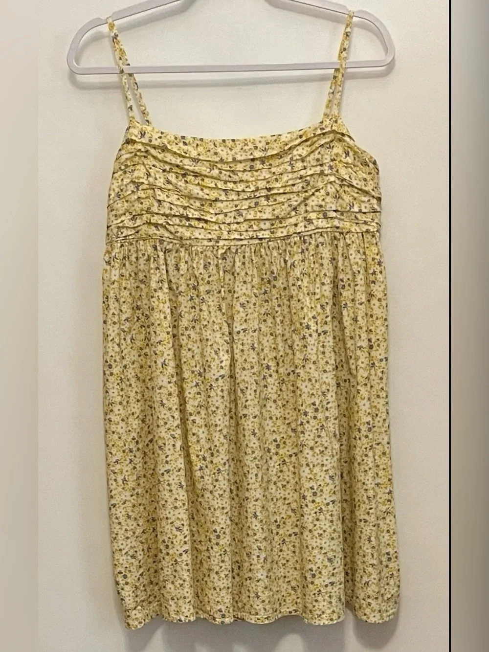 Gap Yellow Blue Ditsy Floral Print Spaghetti Strap Mini Dress Girl / Teen sz L